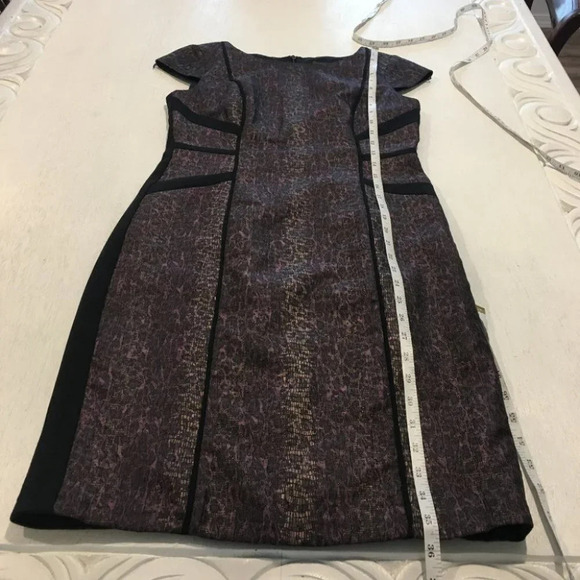 Adrianna Papell Leopard Purple Sheath Midi Dress - Picture 5 of 12